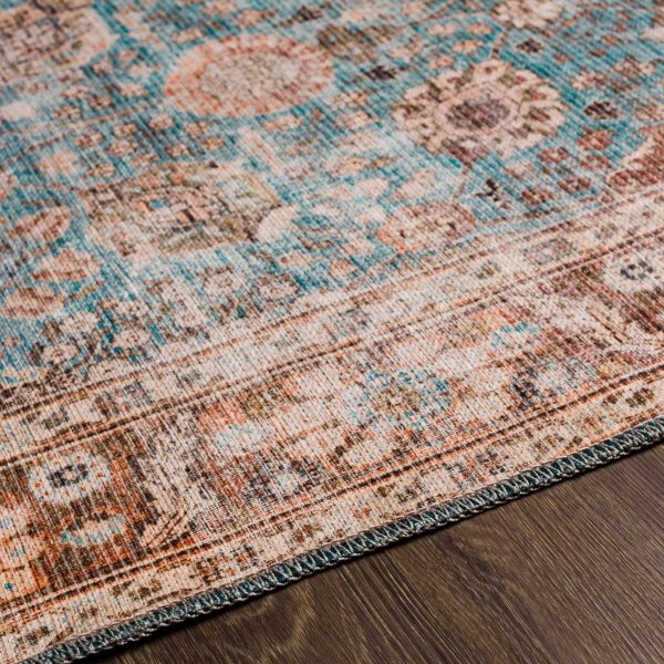 Brown Blue Dauis Vintage Washable Rug Cheap - Image 3